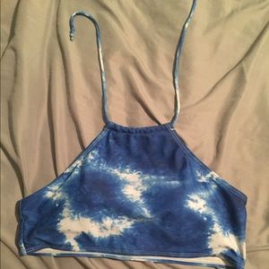 Blue and white tye dye bathing suit